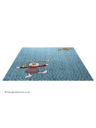 Rainbow Rabbit Blue Rug - Thumbnail - 2