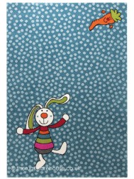 Rainbow Rabbit Blue Rug - Thumbnail - 4
