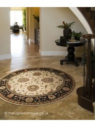 Patina Ivory Black Circle Rug - Thumbnail - 2