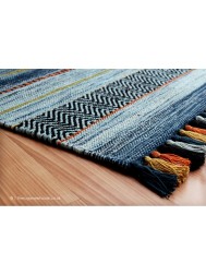 Kelim Stripes Blue Rug - Thumbnail - 3
