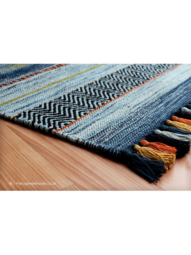 Kelim Stripes Blue Rug - 3