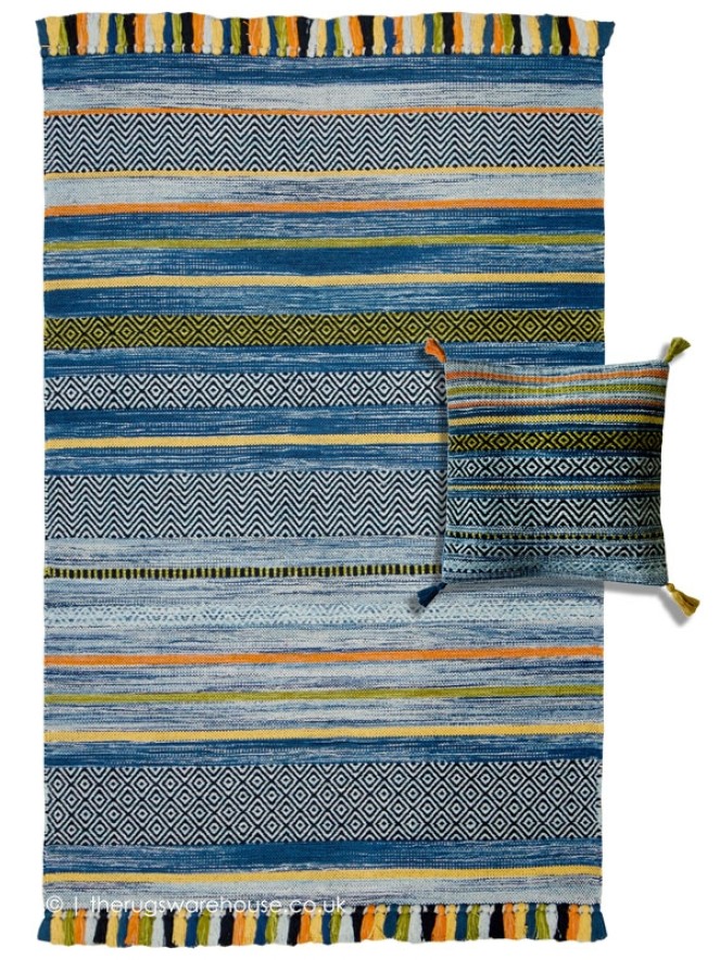 Kelim Stripes Blue Rug - 4