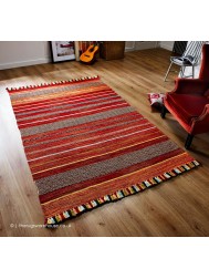 Kelim Stripes Red Rug - Thumbnail - 2