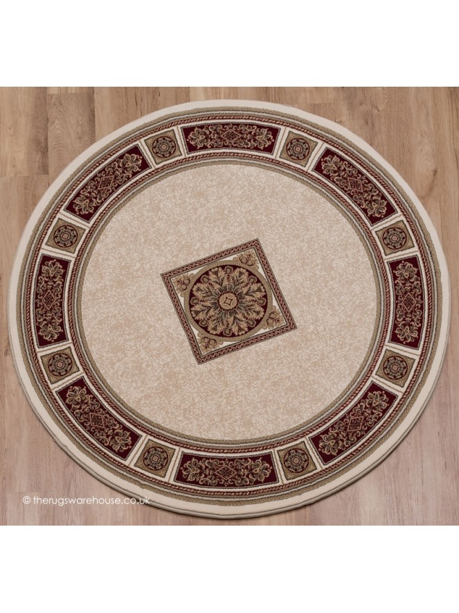 Piero Ivory Red Circle Rug - 7