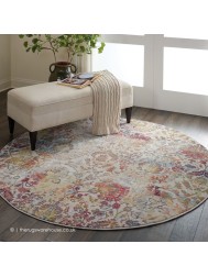 Ankara Ivory Orange Circle Rug - Thumbnail - 2