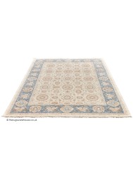 Chobi Ivory Blue Rug - Thumbnail - 7