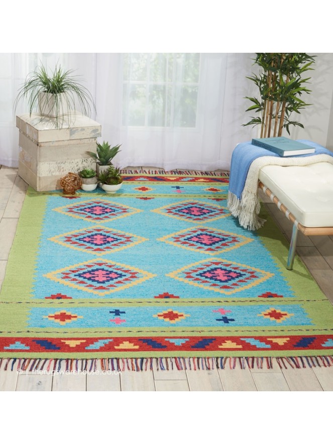 Baja Diamonds Blue Rug - 3