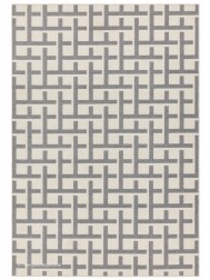 Antibes White Grey Grid Rug - Thumbnail - 3