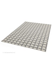Antibes White Grey Grid Rug - Thumbnail - 4