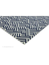 Antibes Blue White Linear Rug - Thumbnail - 4