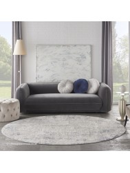 Ruslan Ivory Grey Circle Rug - Thumbnail - 3