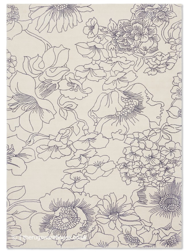 Linear Floral Blue Rug - 8