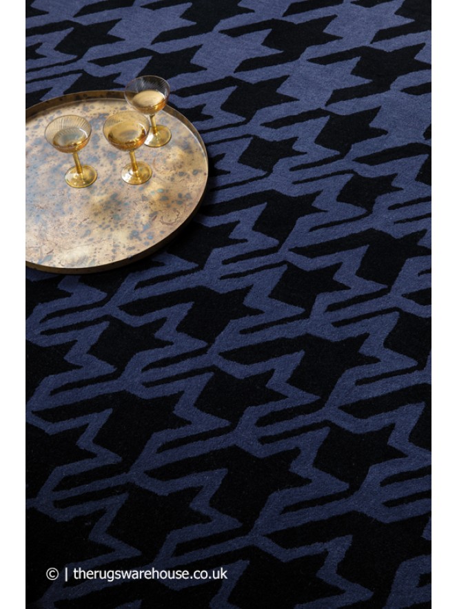 Houndstooth Dark Blue Rug - 3