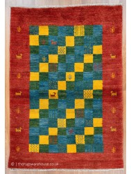 Gabbeh Squares Red Rug - Thumbnail - 9